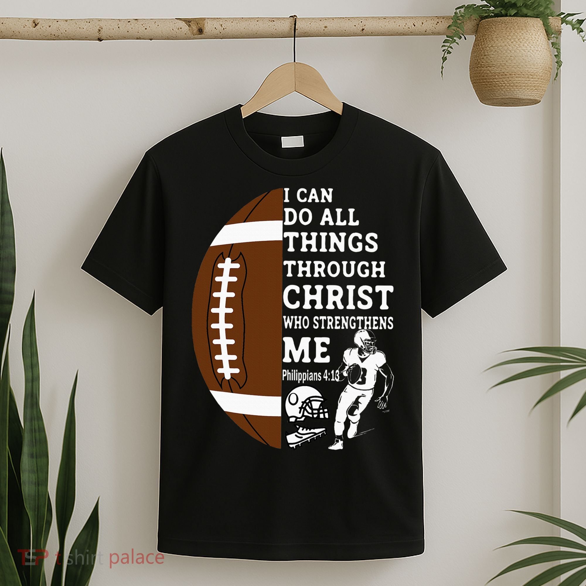 Motivational Bible Verse Christian Gifts Football T-Shirt