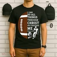 Motivational Bible Verse Christian Gifts Football T-Shirt thumb 6