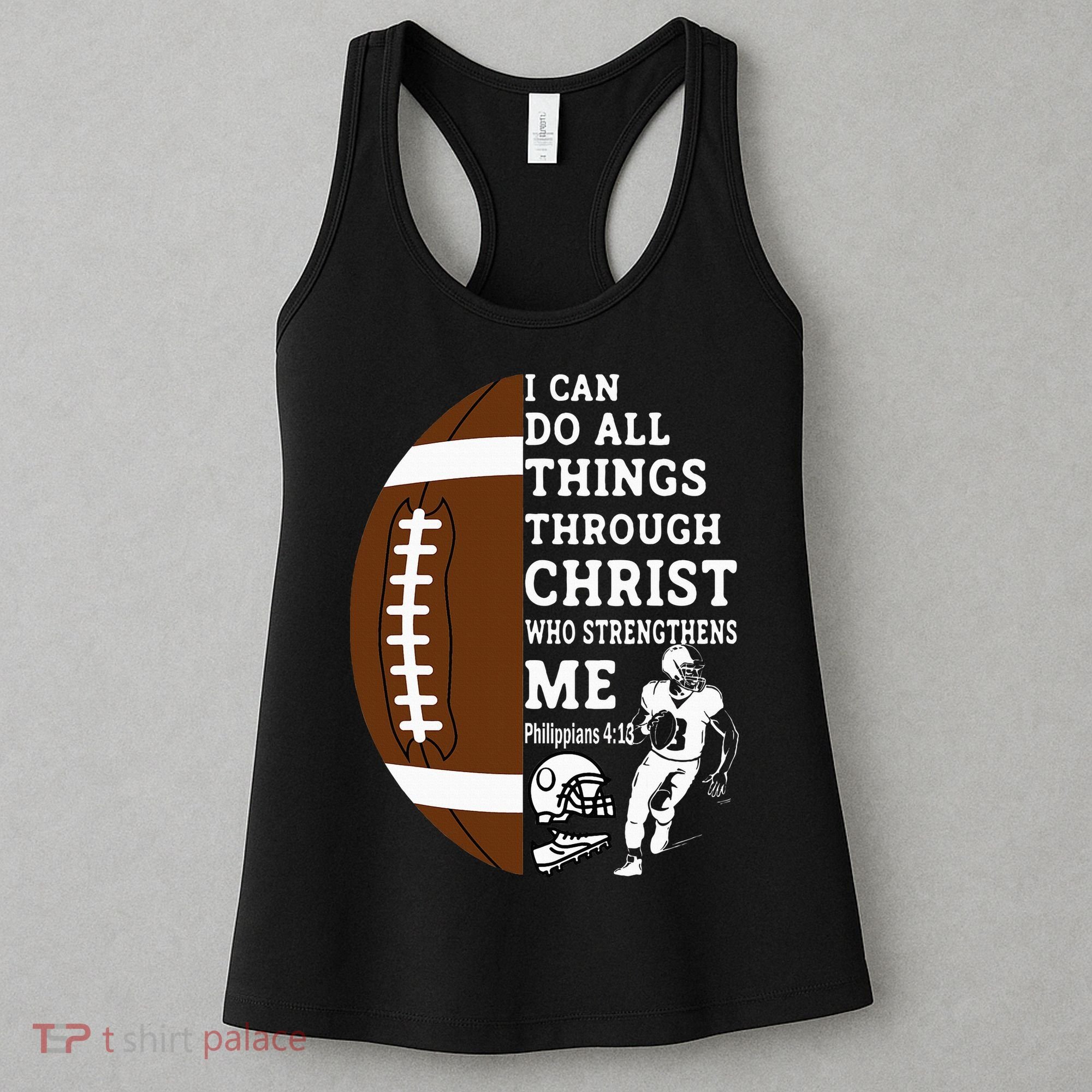 Motivational Bible Verse Christian Gifts Football Women's Tank Top
