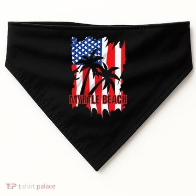 Myrtle Beach Vacation American Flag USA-Made Doggie Bandana