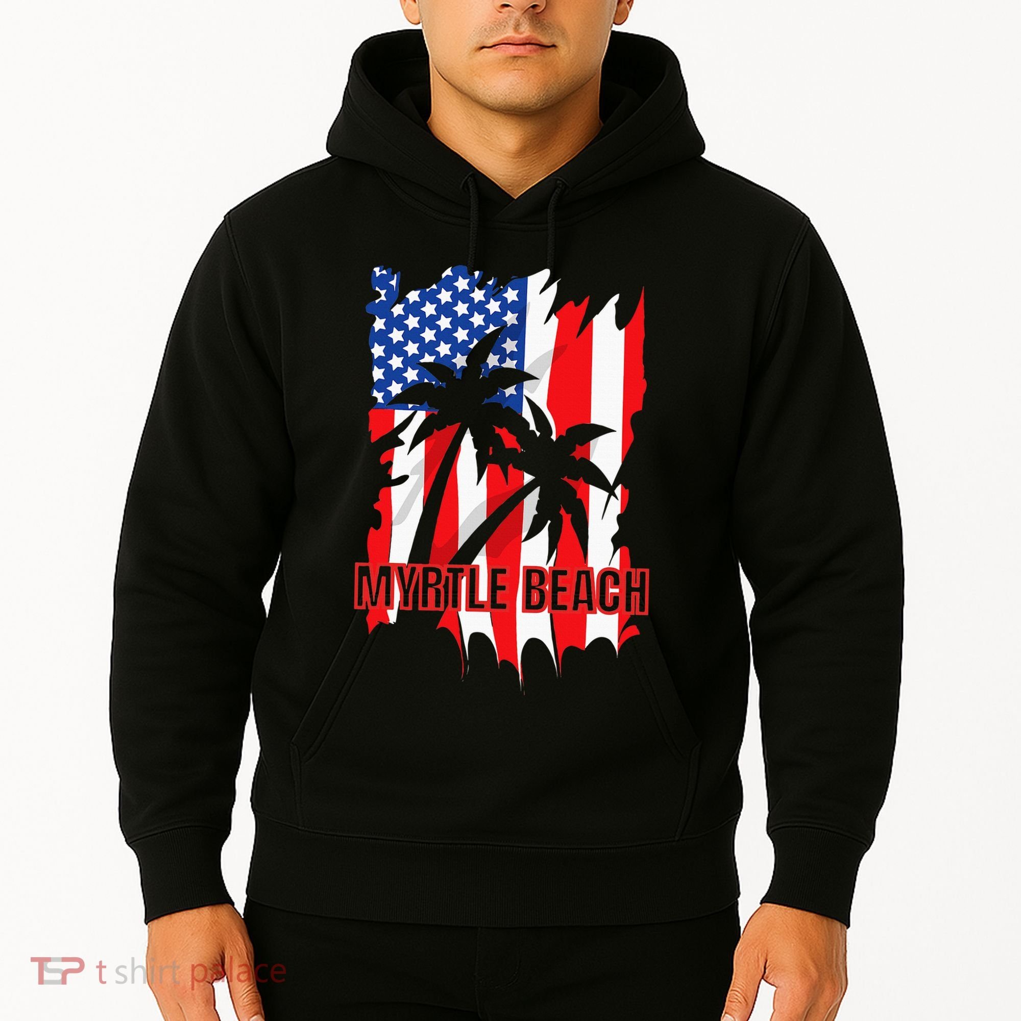 Myrtle Beach Vacation American Flag Hoodie