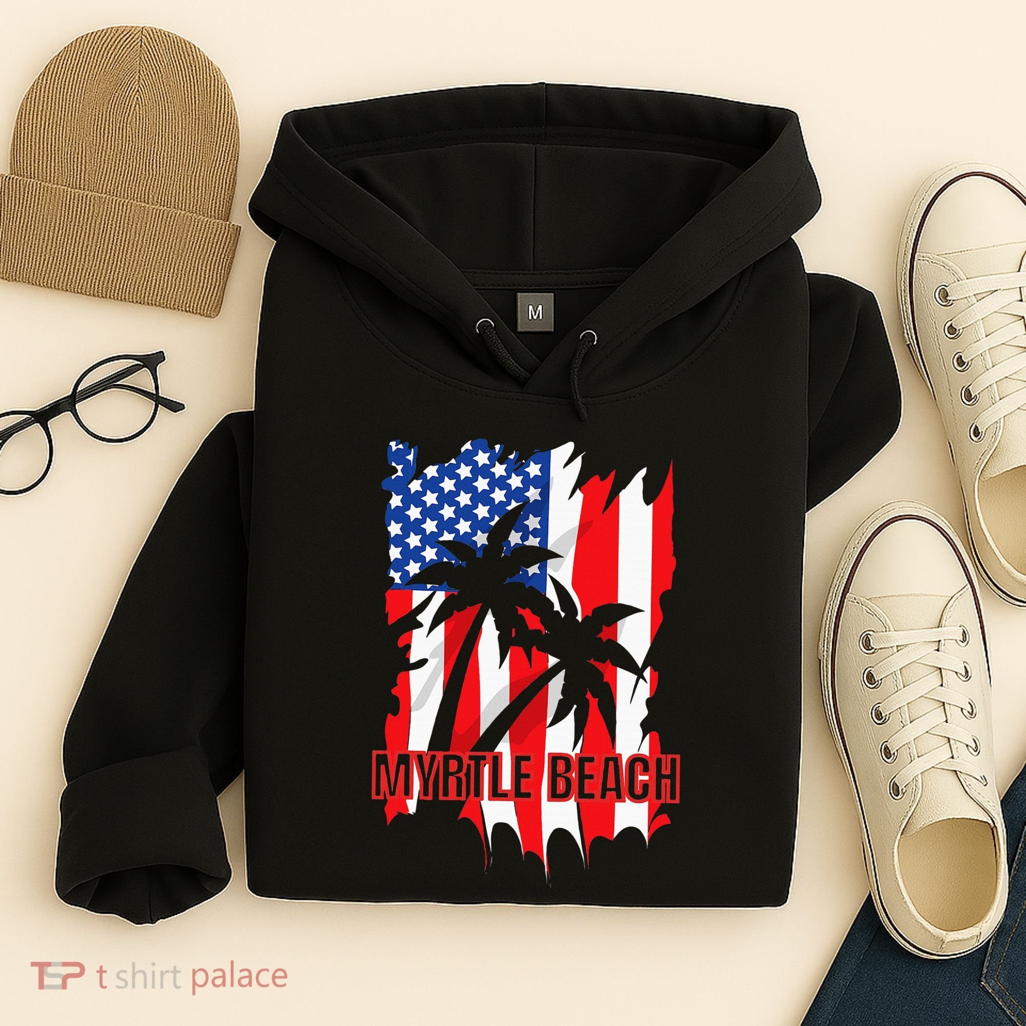 Myrtle Beach Vacation American Flag Hoodie