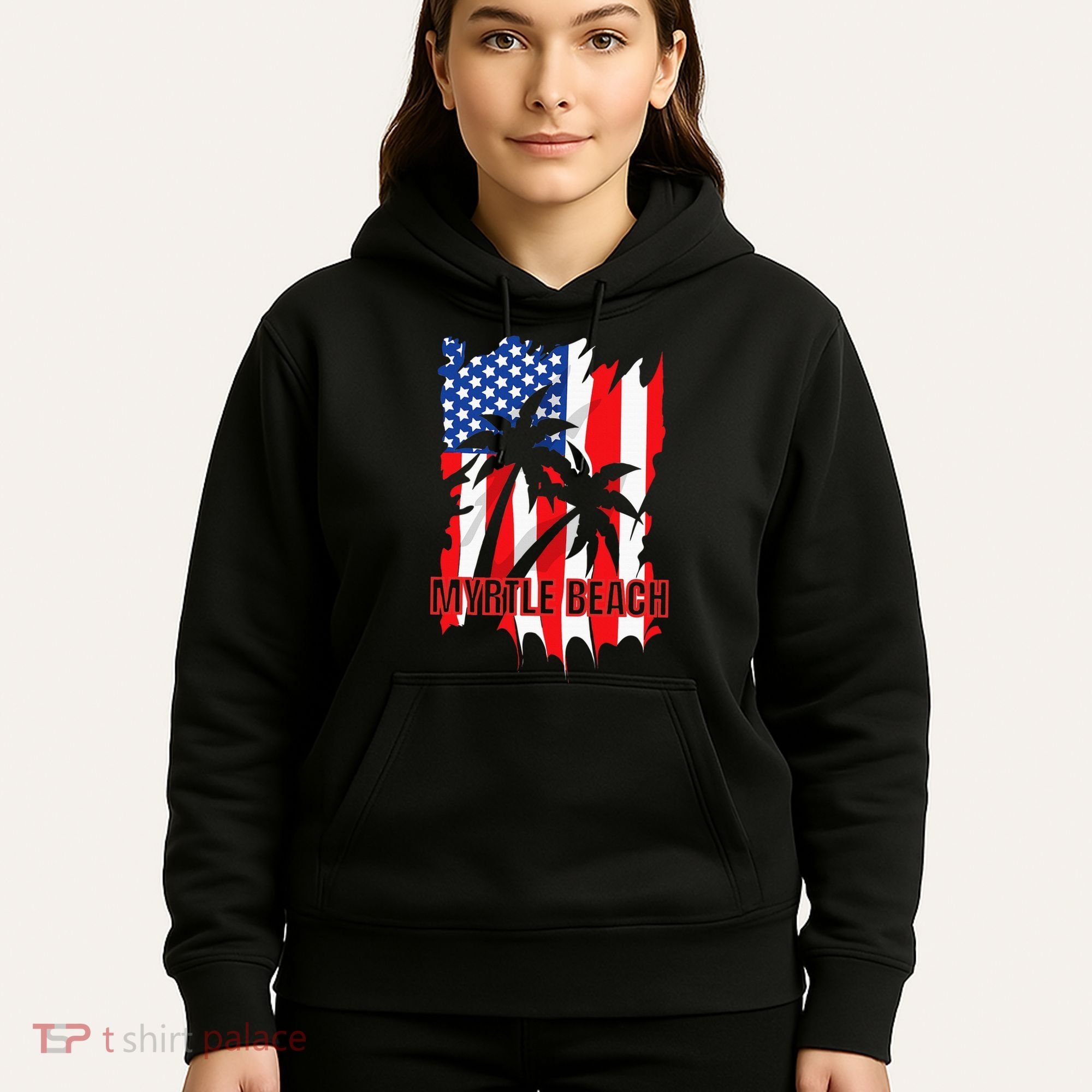 Myrtle Beach Vacation American Flag Hoodie