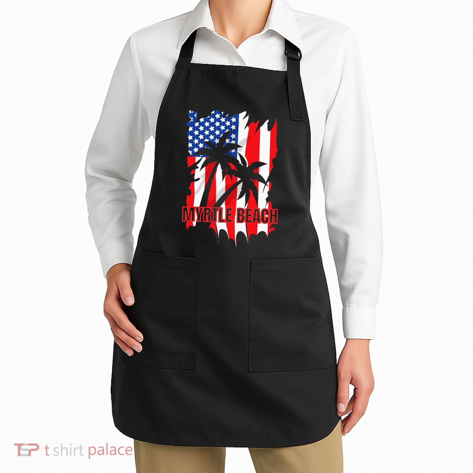 Myrtle Beach Vacation American Flag Apron