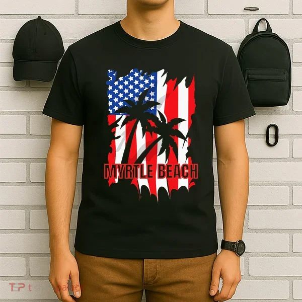 Myrtle Beach Vacation American Flag T-Shirt
