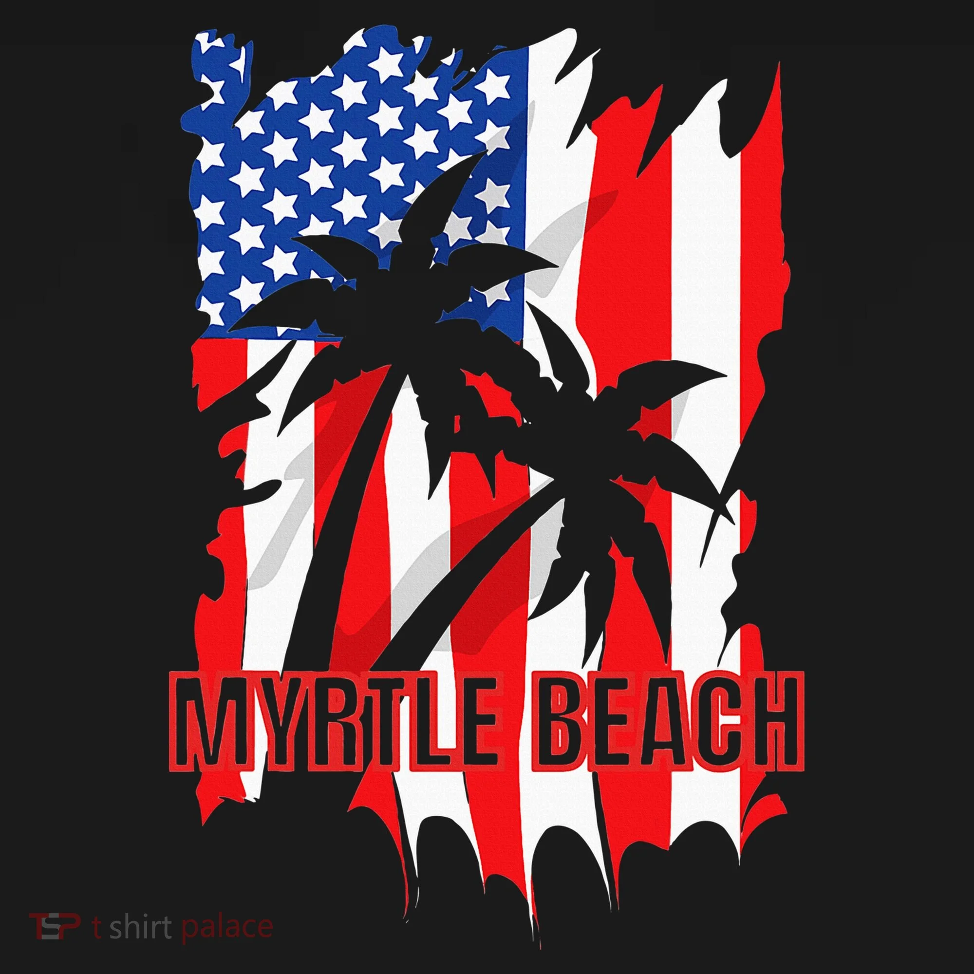 Myrtle Beach Vacation American Flag Button