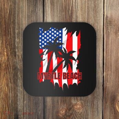 Myrtle Beach Vacation American Flag Coaster