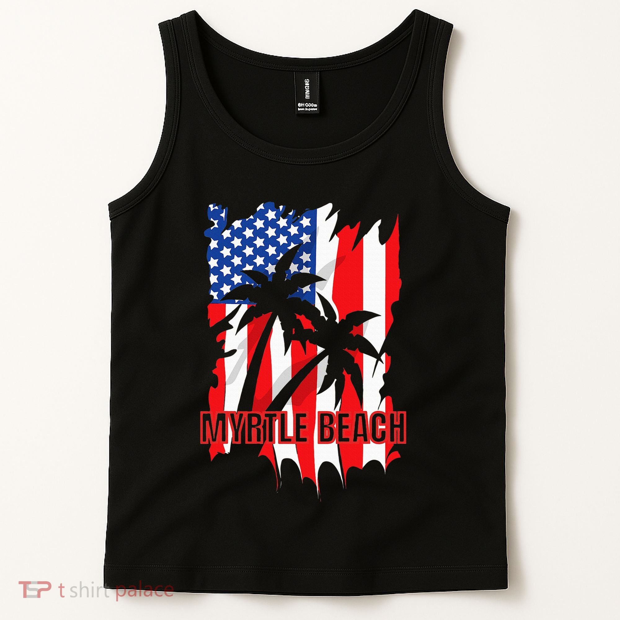 Myrtle Beach Vacation American Flag Tank Top