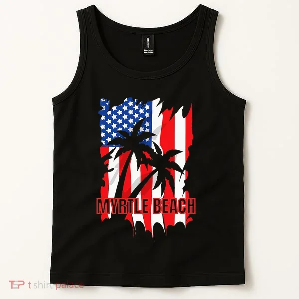 Myrtle Beach Vacation American Flag Tank Top