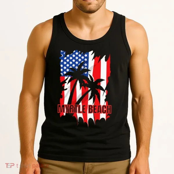Myrtle Beach Vacation American Flag Tank Top
