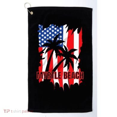 Myrtle Beach Vacation American Flag Golf Towel