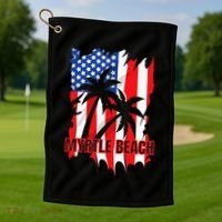Myrtle Beach Vacation American Flag Golf Towel thumb 1