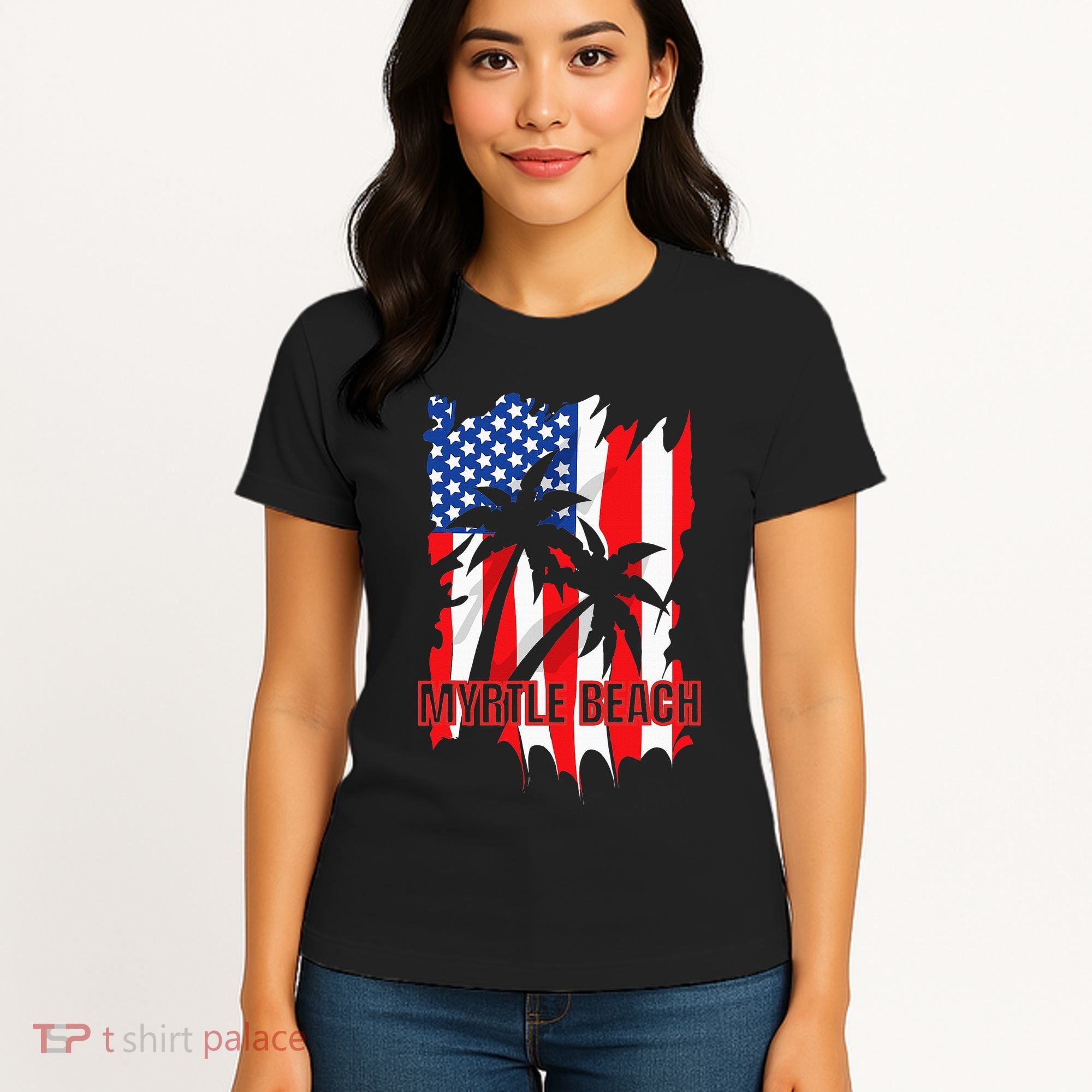 Myrtle Beach Vacation American Flag Women's T-Shirt