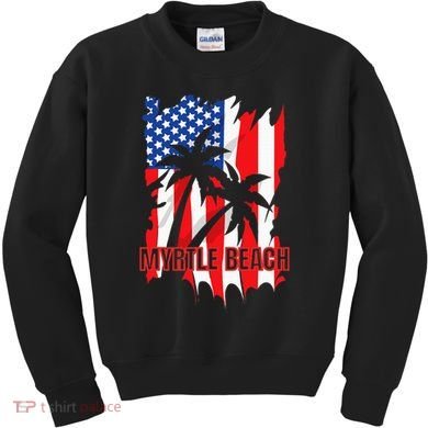 Myrtle Beach Vacation American Flag Kids Sweatshirt