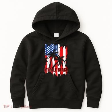 Myrtle Beach Vacation American Flag Kids Hoodie