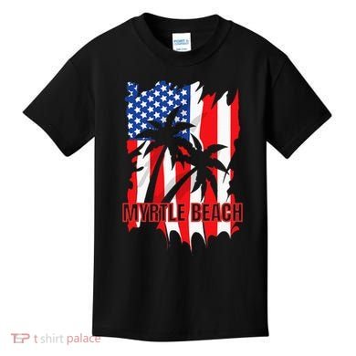 Myrtle Beach Vacation American Flag Kids T-Shirt