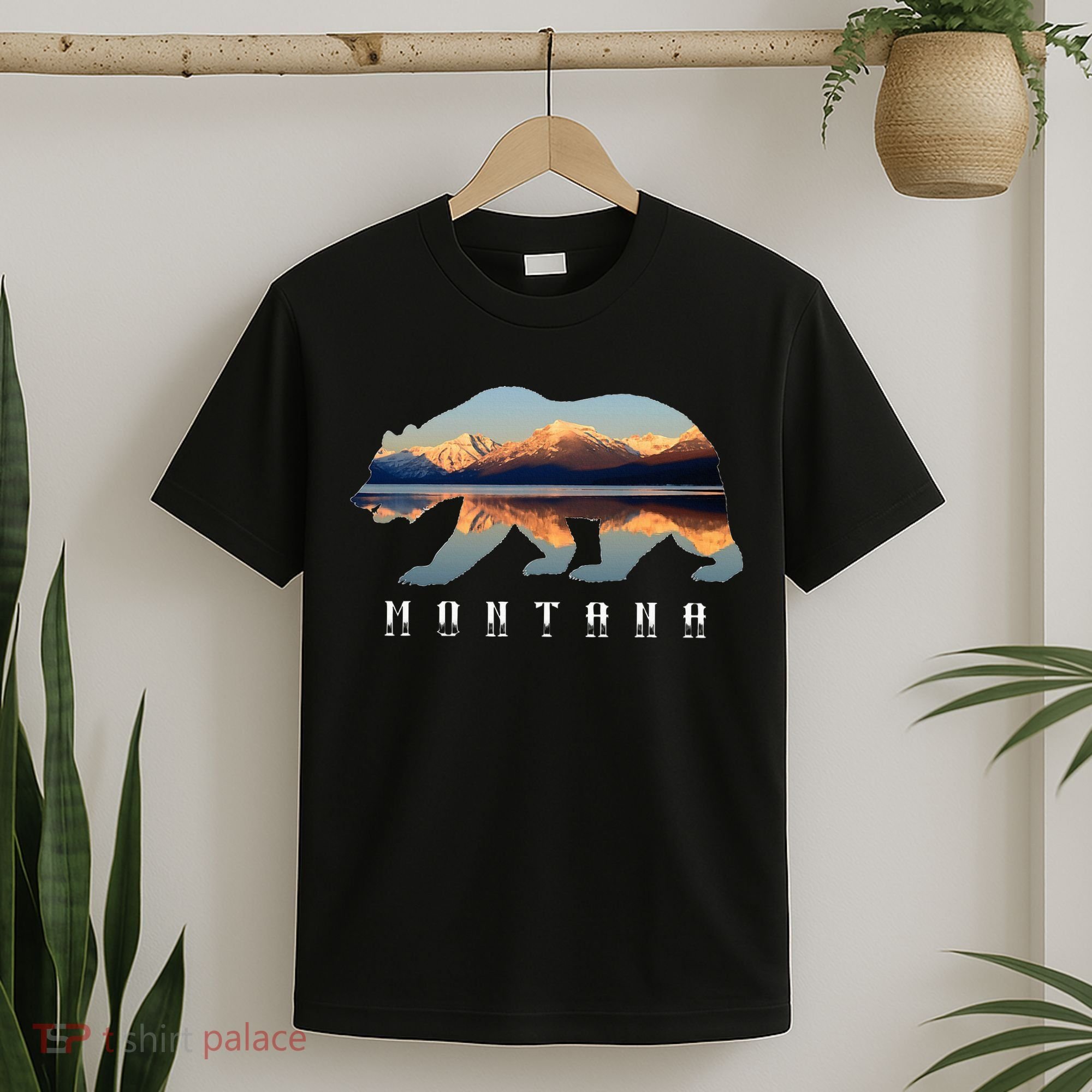 Montana Bear With Glacier National Park Lake Image Souvenir T-Shirt