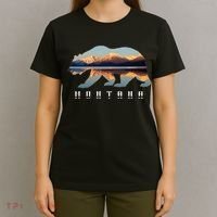 Montana Bear With Glacier National Park Lake Image Souvenir T-Shirt thumb 4