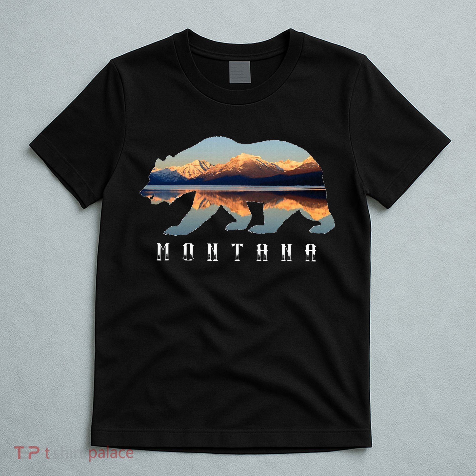 Montana Bear With Glacier National Park Lake Image Souvenir T-Shirt