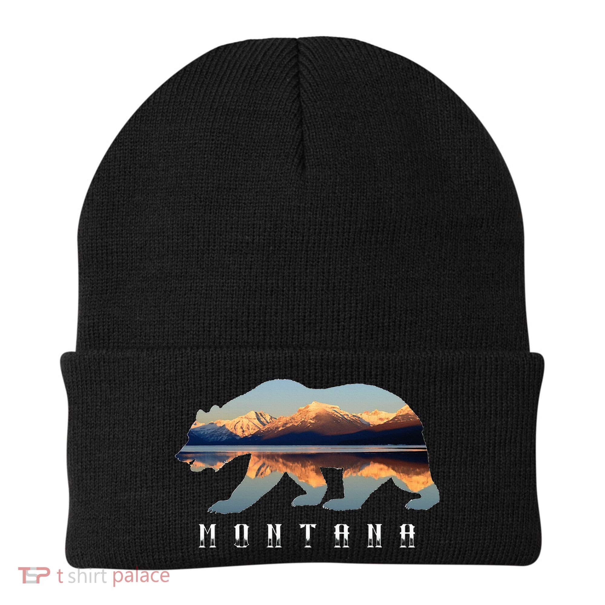 Montana Bear With Glacier National Park Lake Image Souvenir Beanie