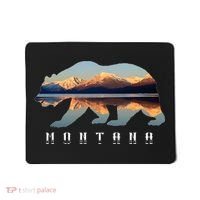 Montana Bear With Glacier National Park Lake Image Souvenir Mousepad thumb 0