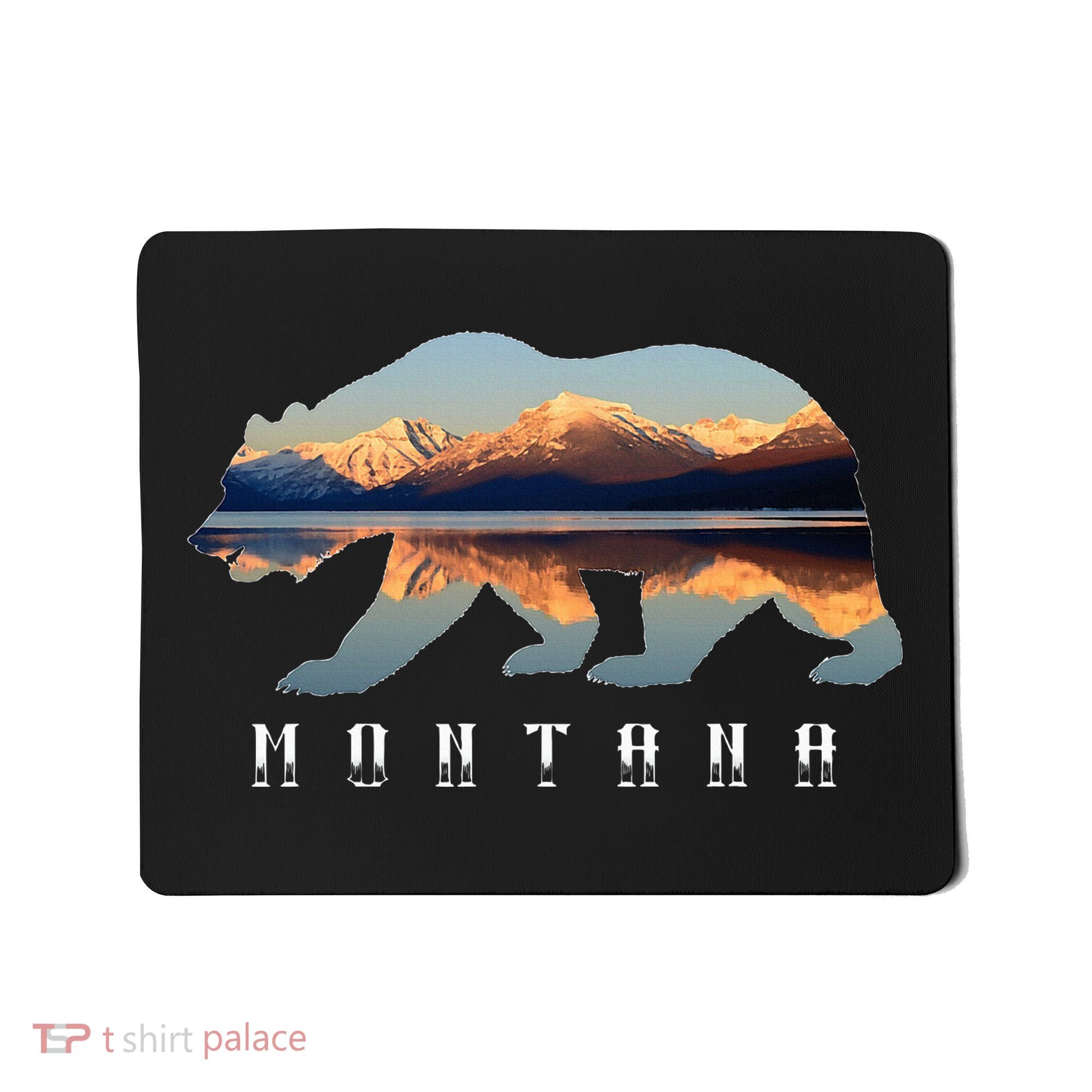Montana Bear With Glacier National Park Lake Image Souvenir Mousepad