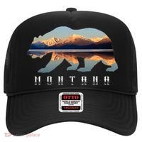 Montana Bear With Glacier National Park Lake Image Souvenir Hat thumb 0