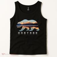 Montana Bear With Glacier National Park Lake Image Souvenir Tank Top thumb 2