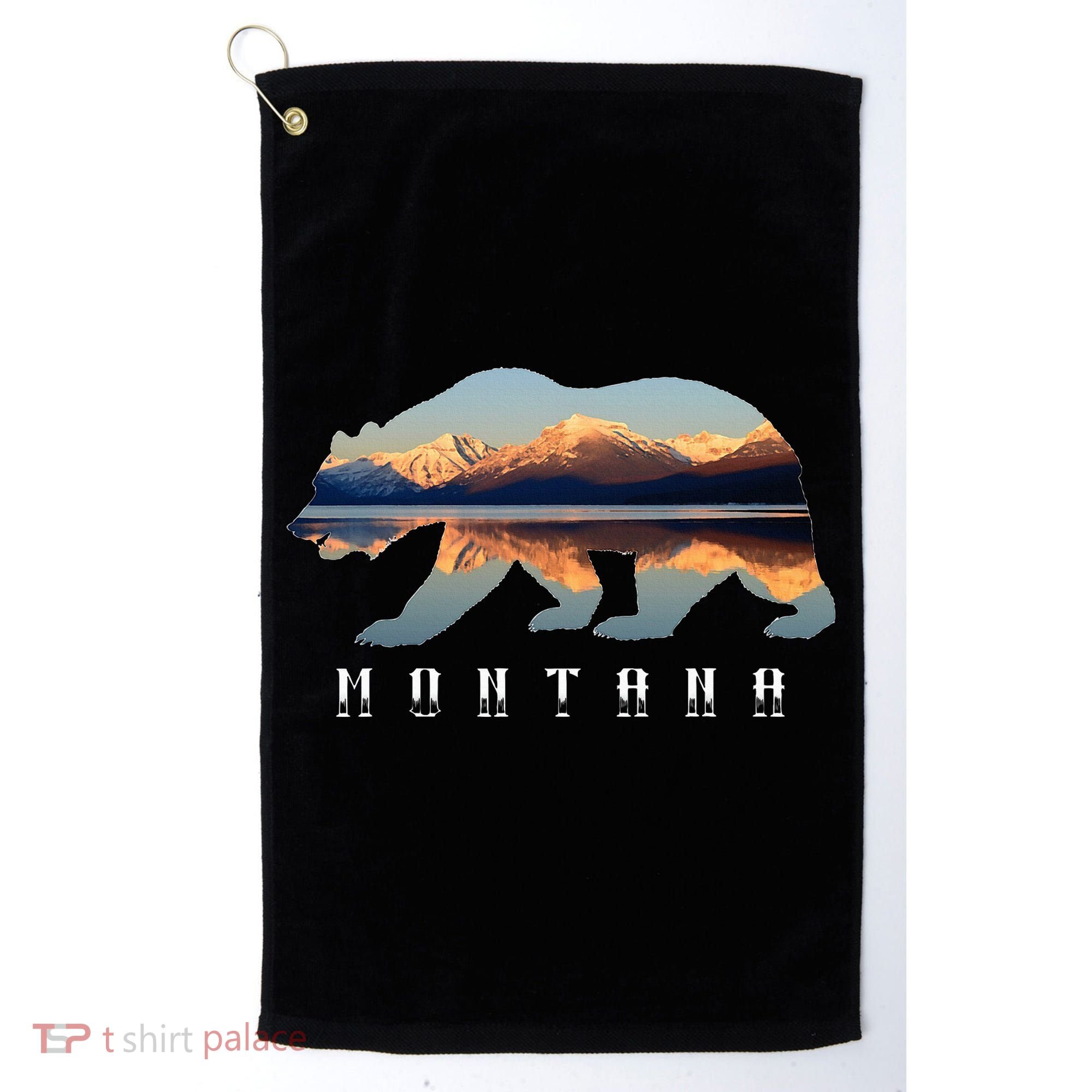 Montana Bear With Glacier National Park Lake Image Souvenir Golf Towel