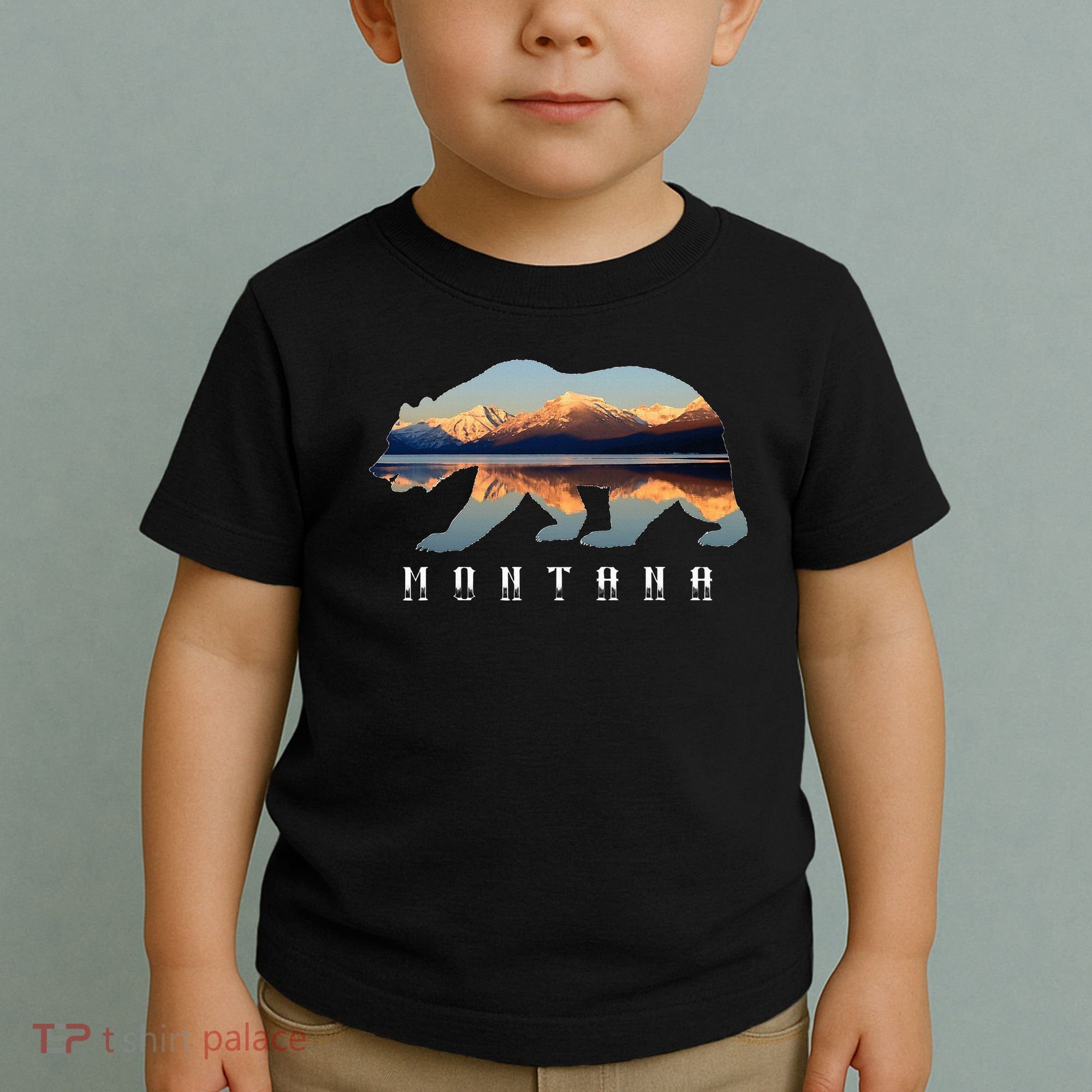 Montana Bear With Glacier National Park Lake Image Souvenir Toddler T-Shirt