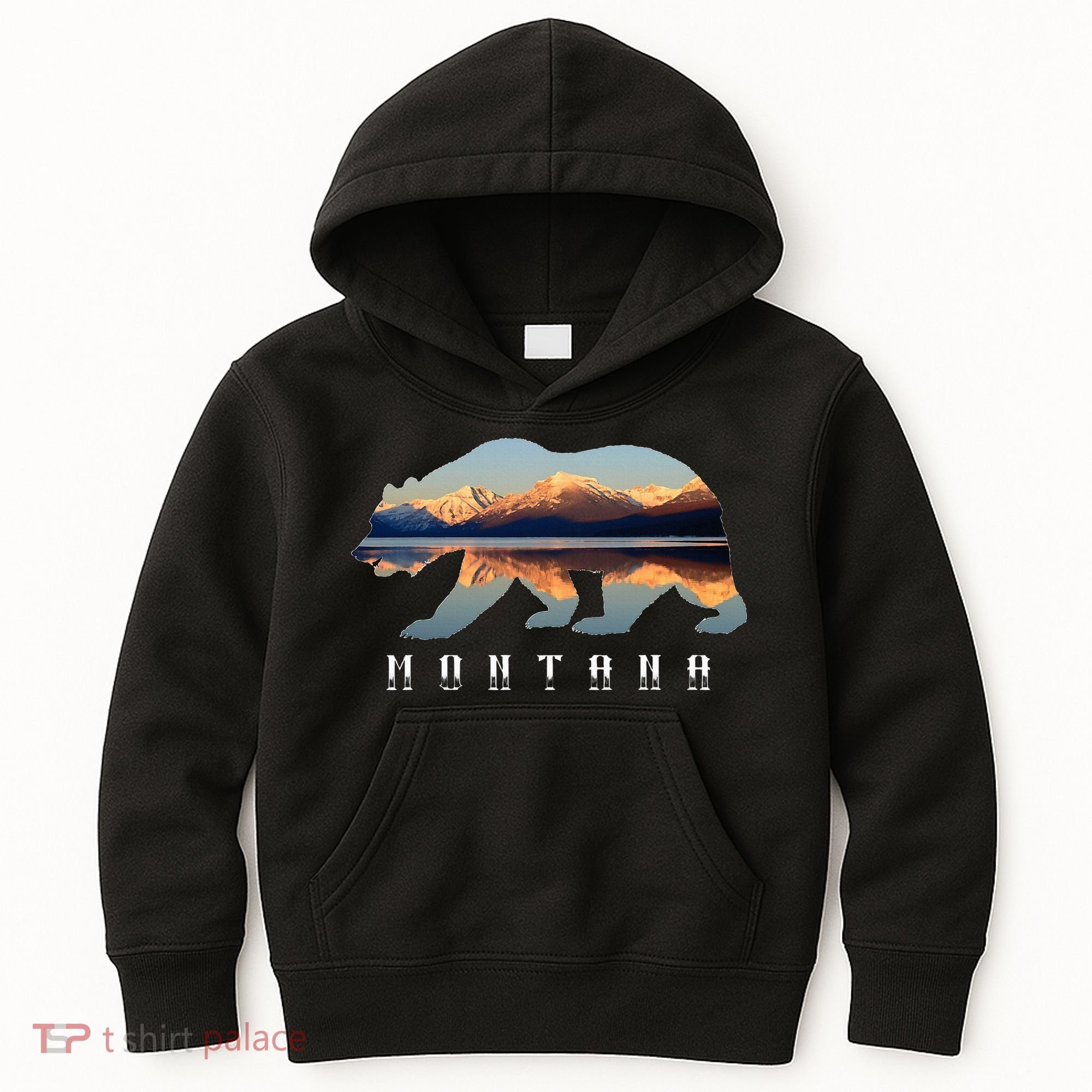 Montana Bear With Glacier National Park Lake Image Souvenir Kids Hoodie
