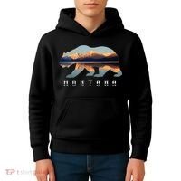 Montana Bear With Glacier National Park Lake Image Souvenir Kids Hoodie thumb 4