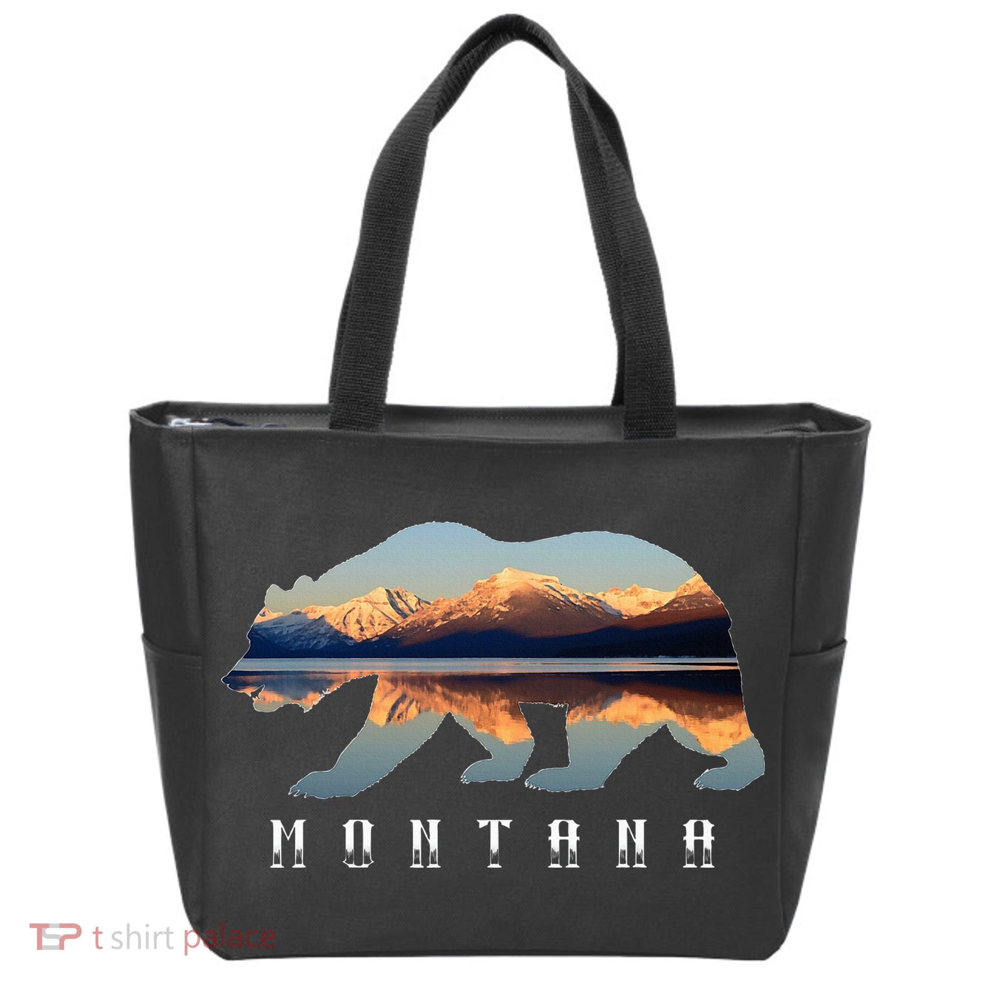 Montana Bear With Glacier National Park Lake Image Souvenir Tote Bag
