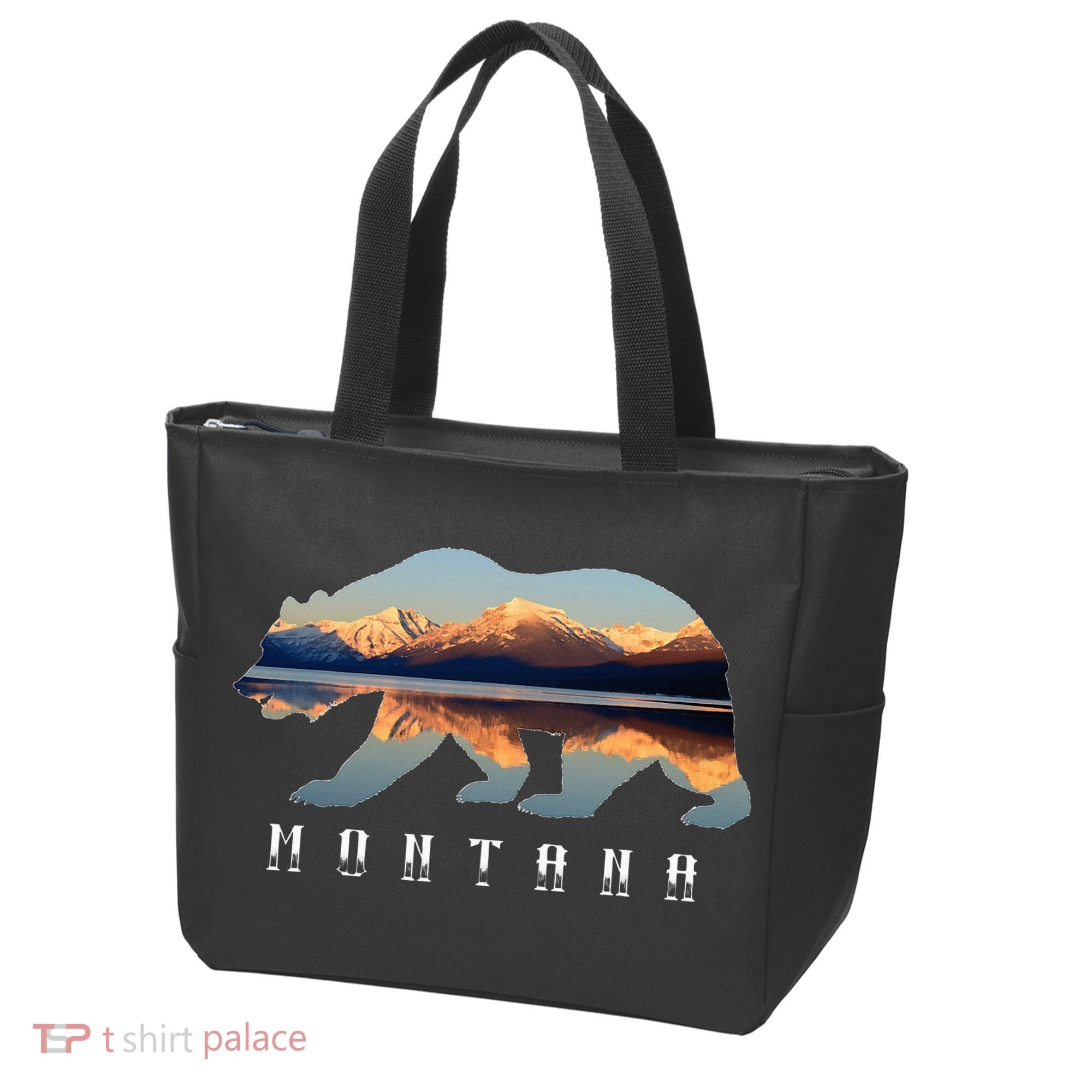Montana Bear With Glacier National Park Lake Image Souvenir Tote Bag