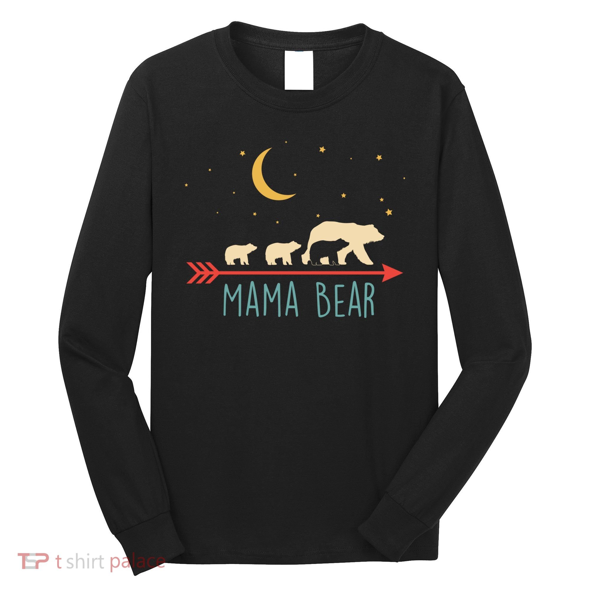 Mama Bear With 3 Cubs Hoodie Mama Bear Hooded Long Sleeve Shirt