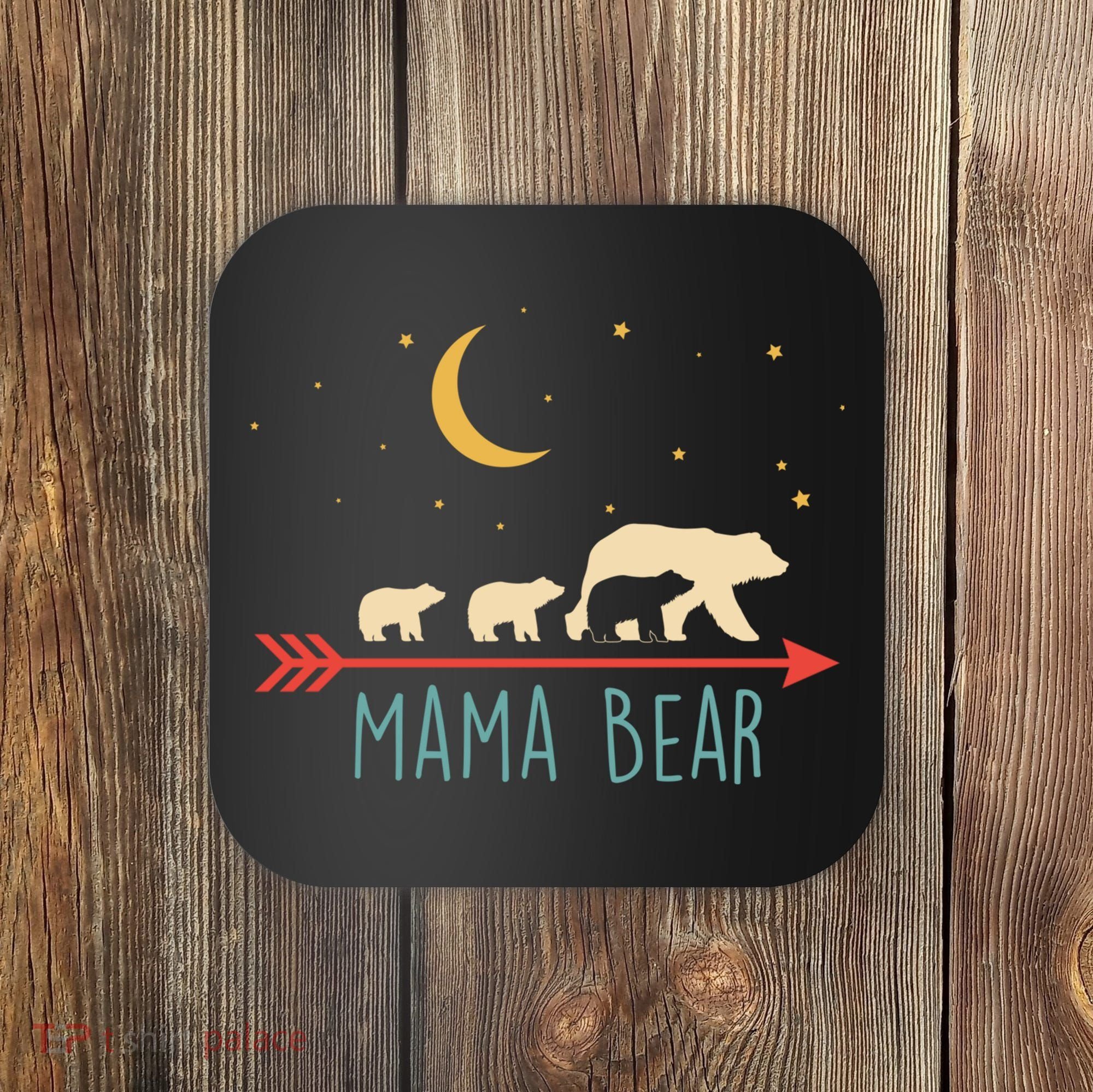 Mama Bear With 3 Cubs Hoodie Mama Bear Hooded Coaster