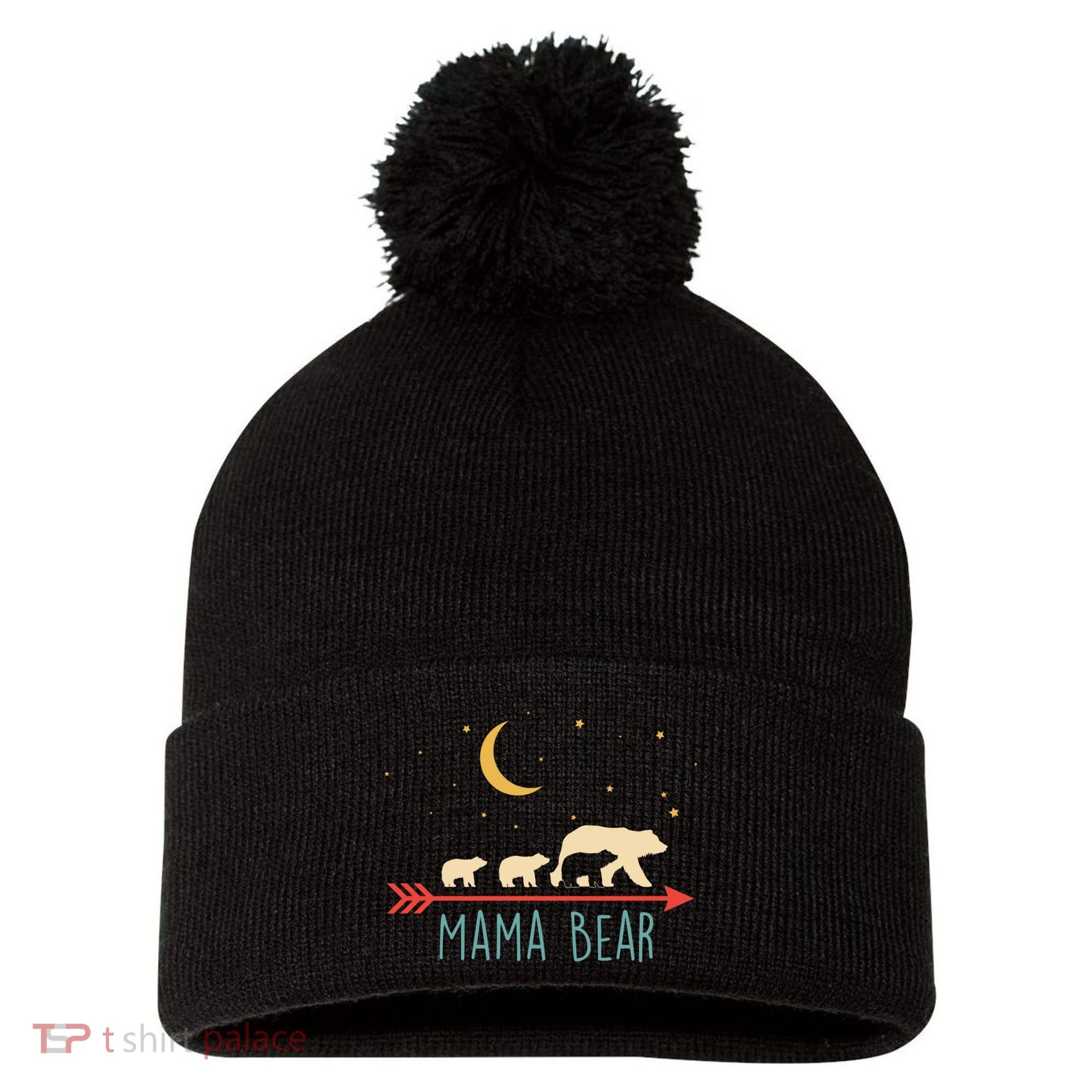 Mama Bear With 3 Cubs Hoodie Mama Bear Hooded Pom Pom 12in Knit Beanie