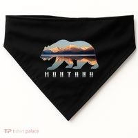Montana Bear With Glacier National Park Lake Image Souvenir USA-Made Doggie Bandana thumb 0