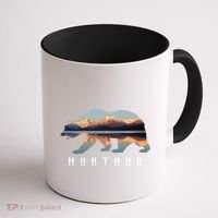 Montana Bear With Glacier National Park Lake Image Souvenir Coffee Mug thumb 1