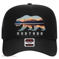 Montana Bear With Glacier National Park Lake Image Souvenir Hat thumb 0