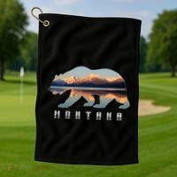 Montana Bear With Glacier National Park Lake Image Souvenir Golf Towel thumb 1