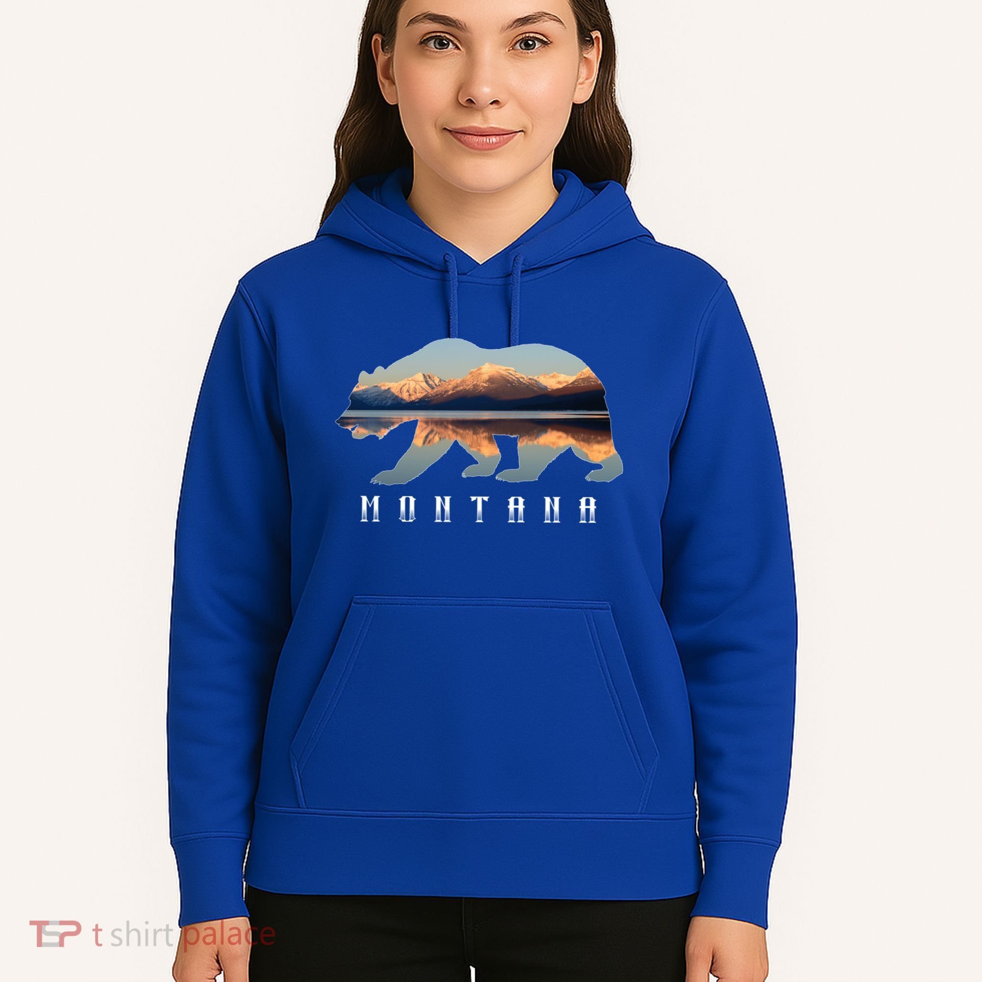 Montana Bear With Glacier National Park Lake Image Souvenir Hoodie