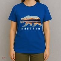 Montana Bear With Glacier National Park Lake Image Souvenir T-Shirt thumb 4