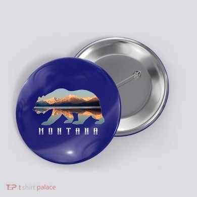 Montana Bear With Glacier National Park Lake Image Souvenir Button