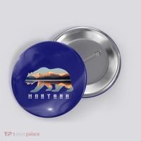 Montana Bear With Glacier National Park Lake Image Souvenir Button thumb 0