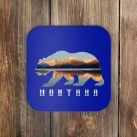 Montana Bear With Glacier National Park Lake Image Souvenir Coaster thumb 0