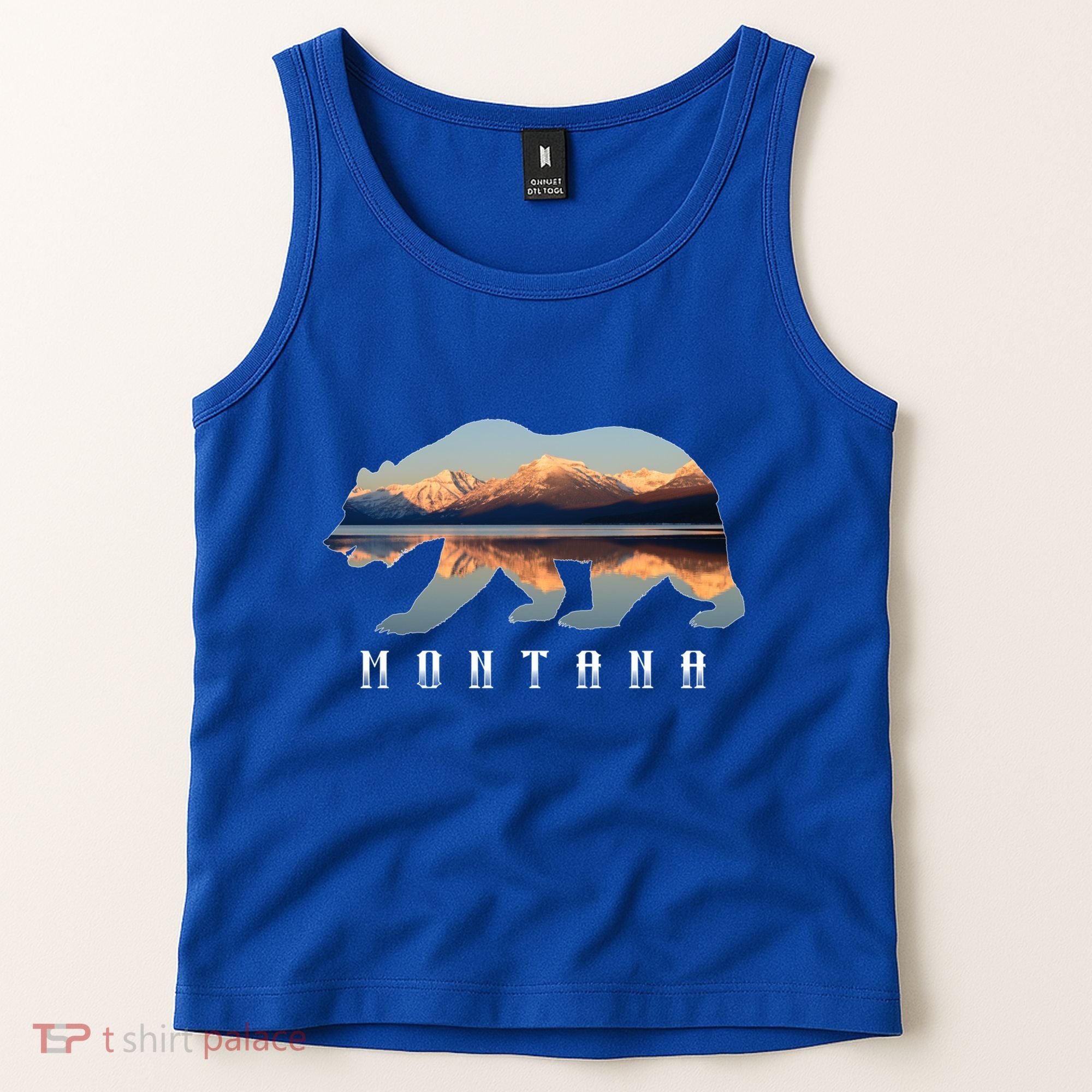 Montana Bear With Glacier National Park Lake Image Souvenir Tank Top