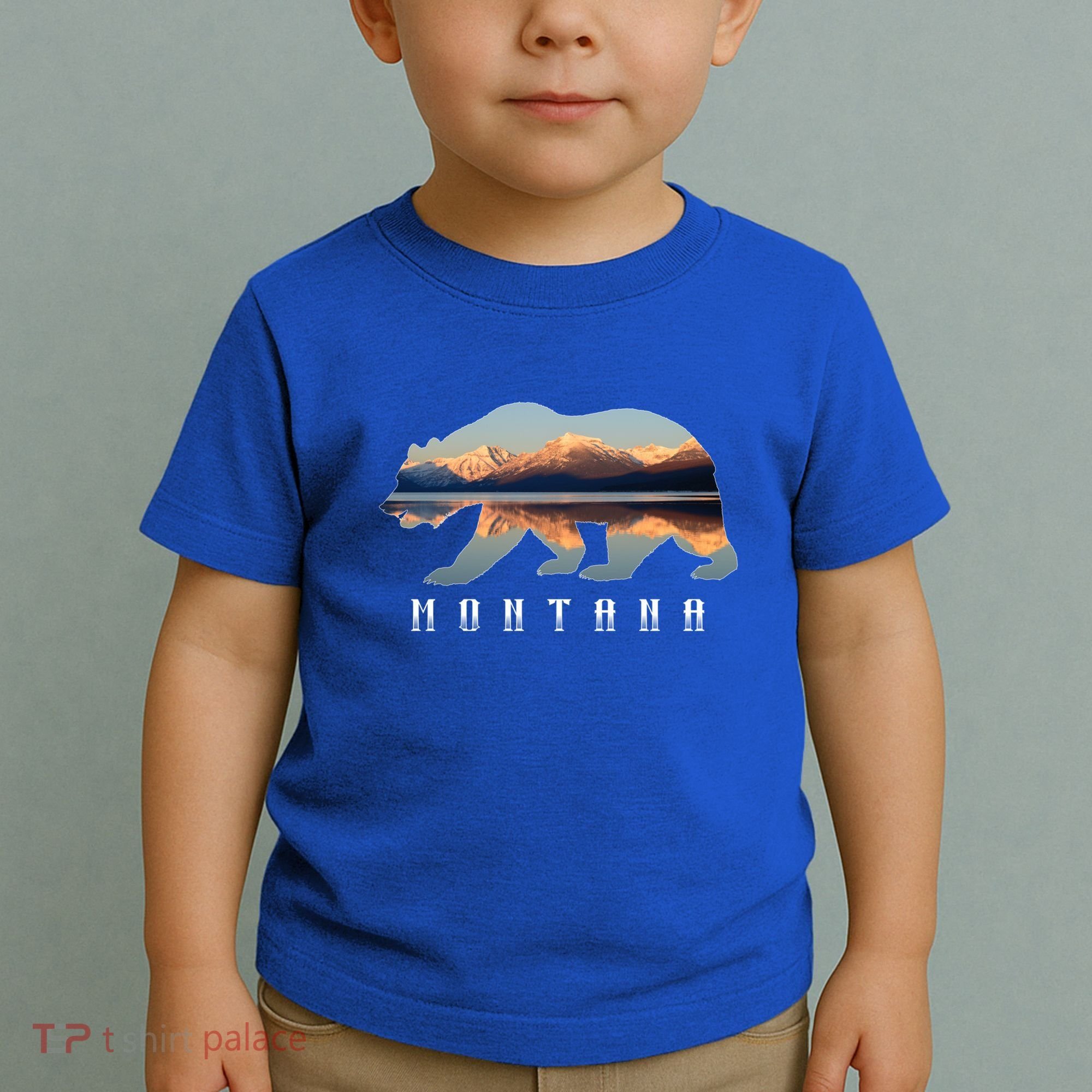 Montana Bear With Glacier National Park Lake Image Souvenir Toddler T-Shirt
