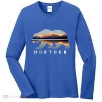 Montana Bear With Glacier National Park Lake Image Souvenir Women's Long Sleeve Shirt thumb 0