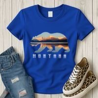 Montana Bear With Glacier National Park Lake Image Souvenir Women's T-Shirt thumb 3
